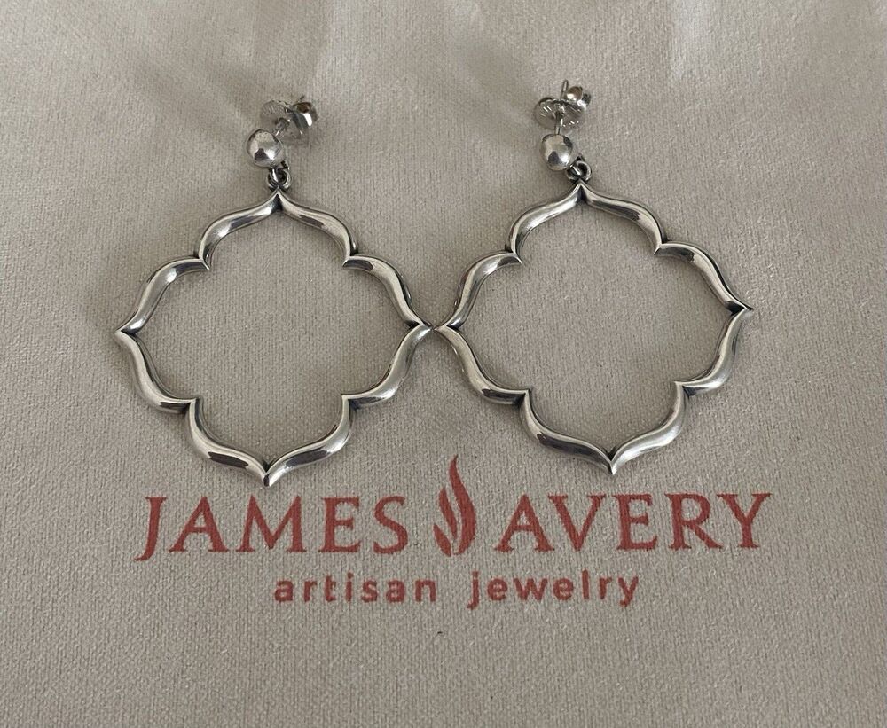 James Avery Venetian Frame Hoop Earrings 1.5”